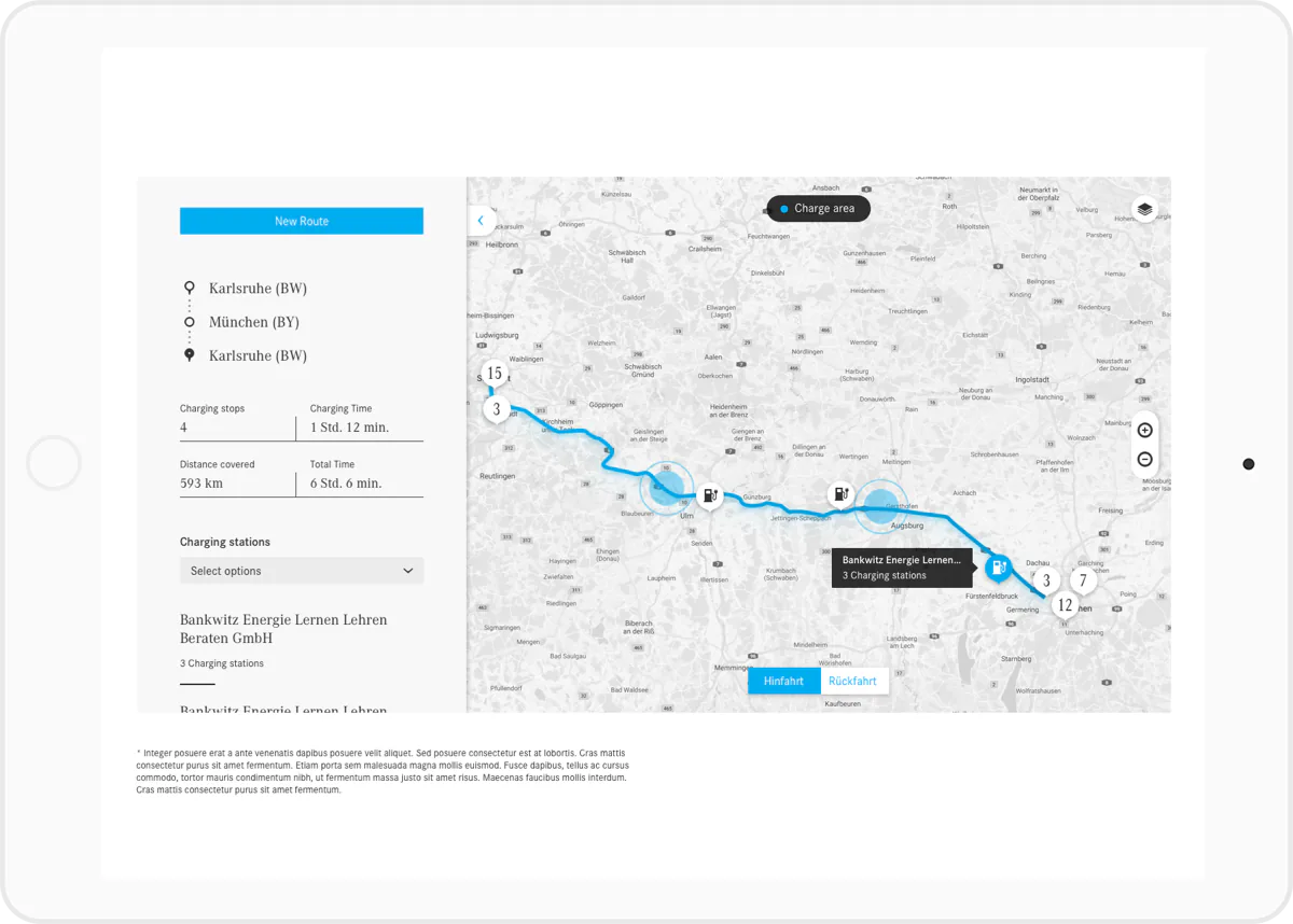 Route calculator on laptop and smartphone