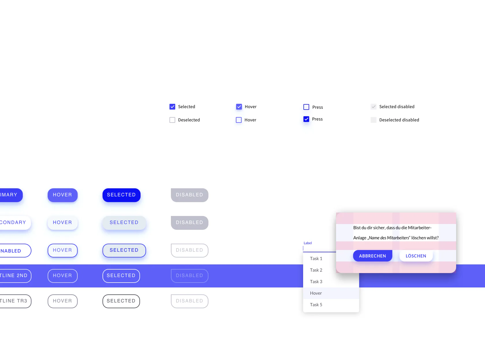 James UI components: buttons, checkboxes and dialogs