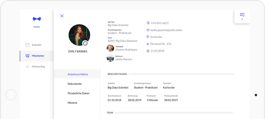 Employee overview in James