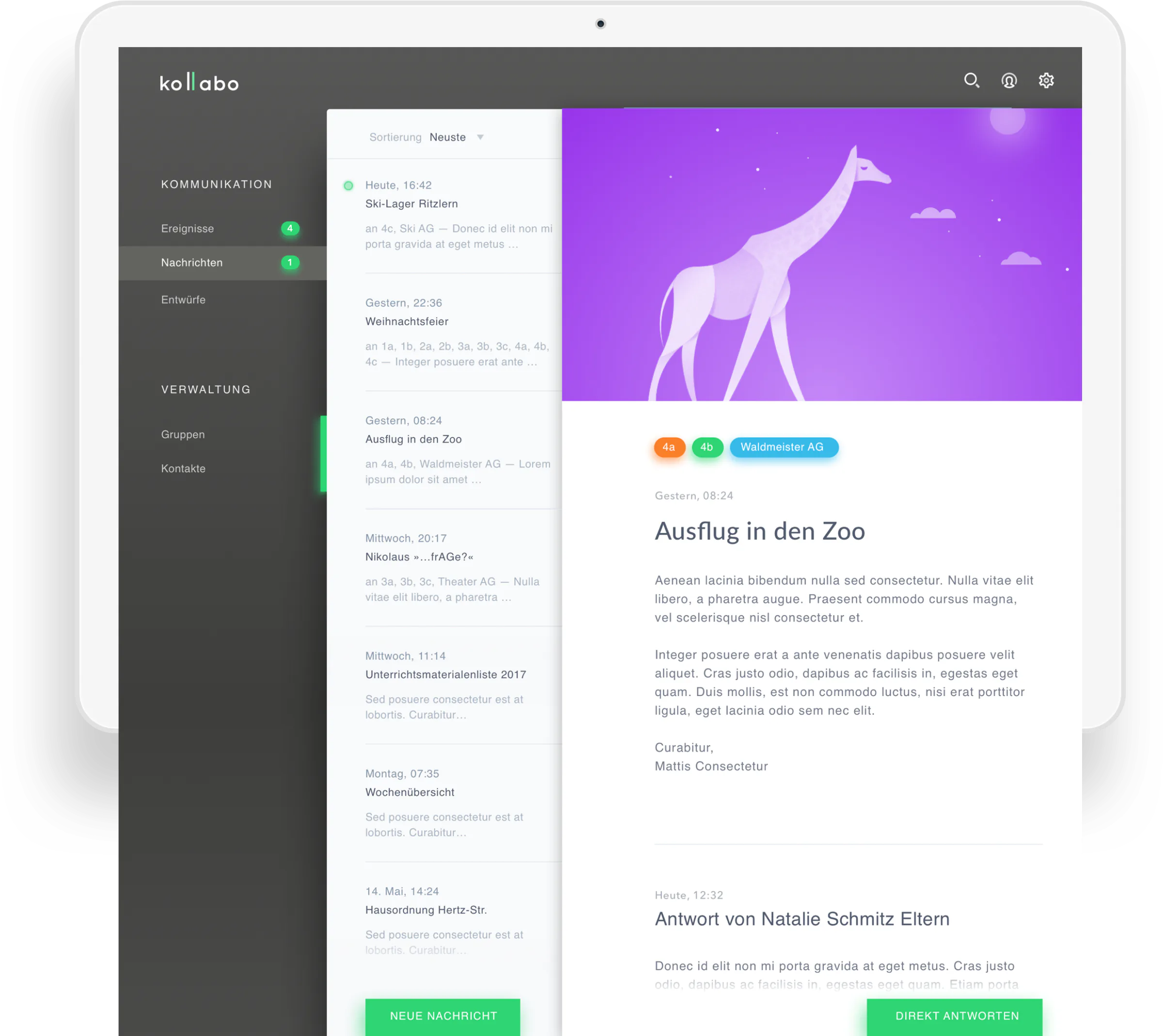 Kollabo on desktop, tablet and smartphone