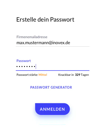 “Create your password” form in Self-Onboarding